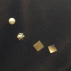 Lot of 4 Vintage Tie Pins - 2 Pearl, 2 Gold-Tone